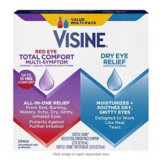 Visine Red Eye Total Comfort Multi-Symptom & Dry Eye Relief Lubricant Eye Drops, 2 Items