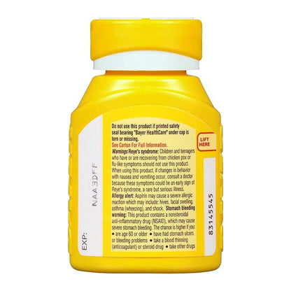 Bayer Aspirin Pain Reliever 325Mg Tablets - 100 Tablets
