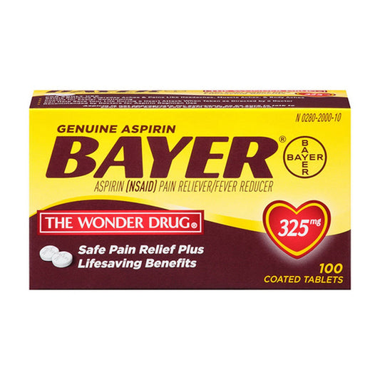 Bayer Aspirin Pain Reliever 325Mg Tablets - 100 Tablets