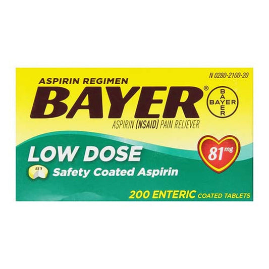 Bayer Regimen Tablets, Adult Low Strength Aspirin Pain Reliever, 81 Mg - 200 Ea