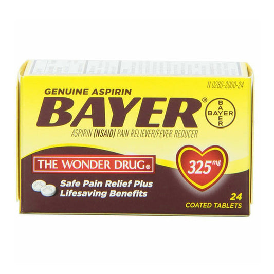 Bayer Aspirin 325 Mg Pain Reliever/Fever Reducer - 24 Coated Tablets