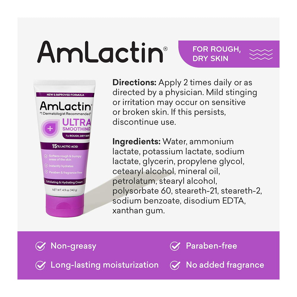 Amlactin Ultra Smoothing Body & Hand Cream With 15% Lactic Acid - 4.9 Oz