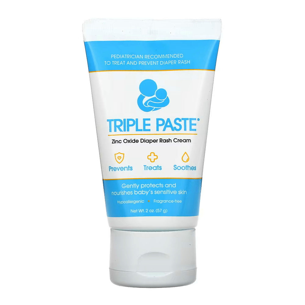 Triple Paste Diaper Rash Cream, Hypoallergenic Medicated Ointment For Babies - 2 Oz