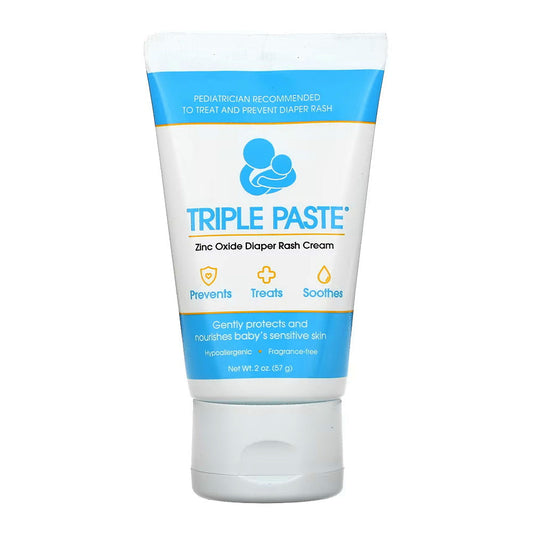 Triple Paste Diaper Rash Cream, Hypoallergenic Medicated Ointment For Babies - 2 Oz