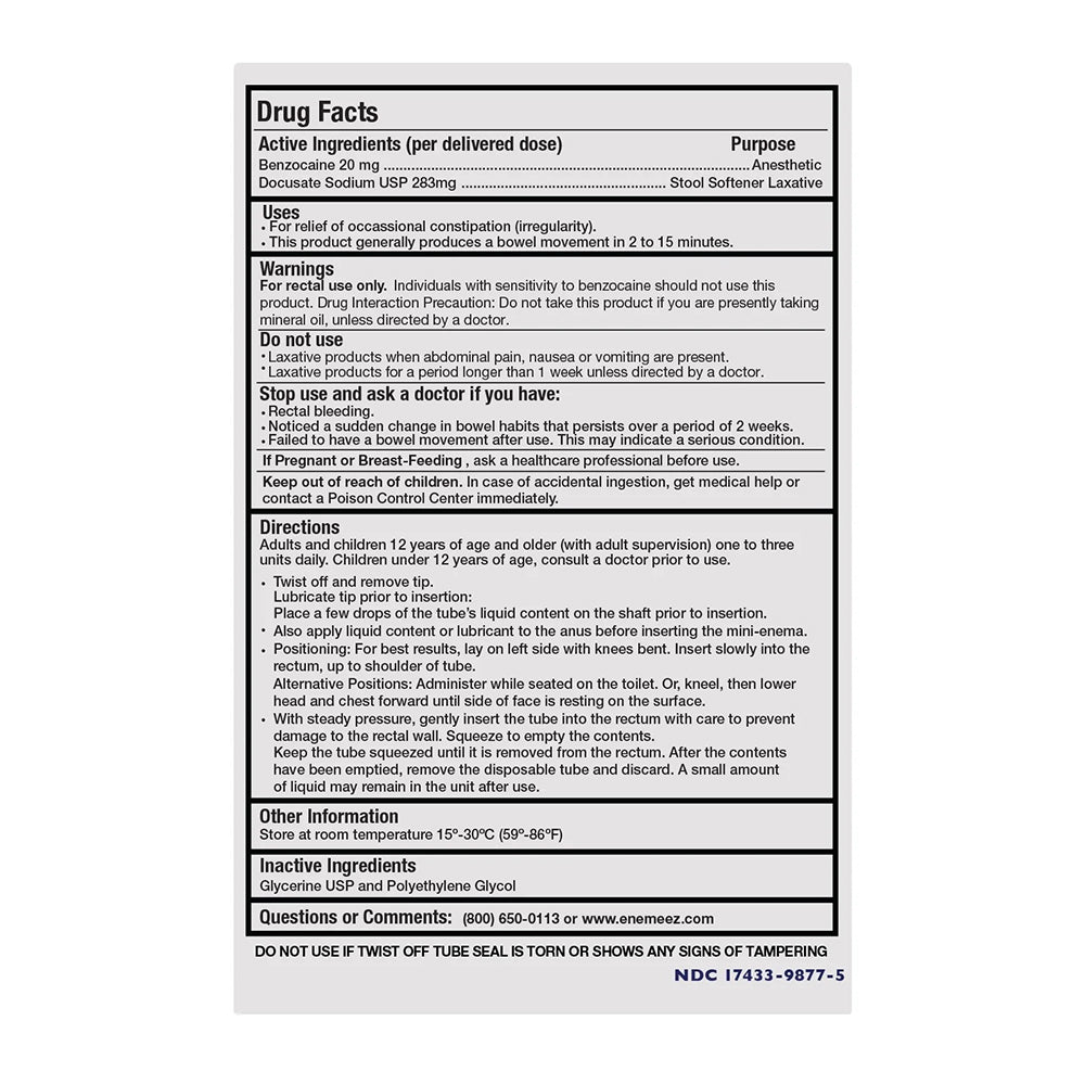 Docusol Plus With Benzocaine Mini-Enema 5 Ea