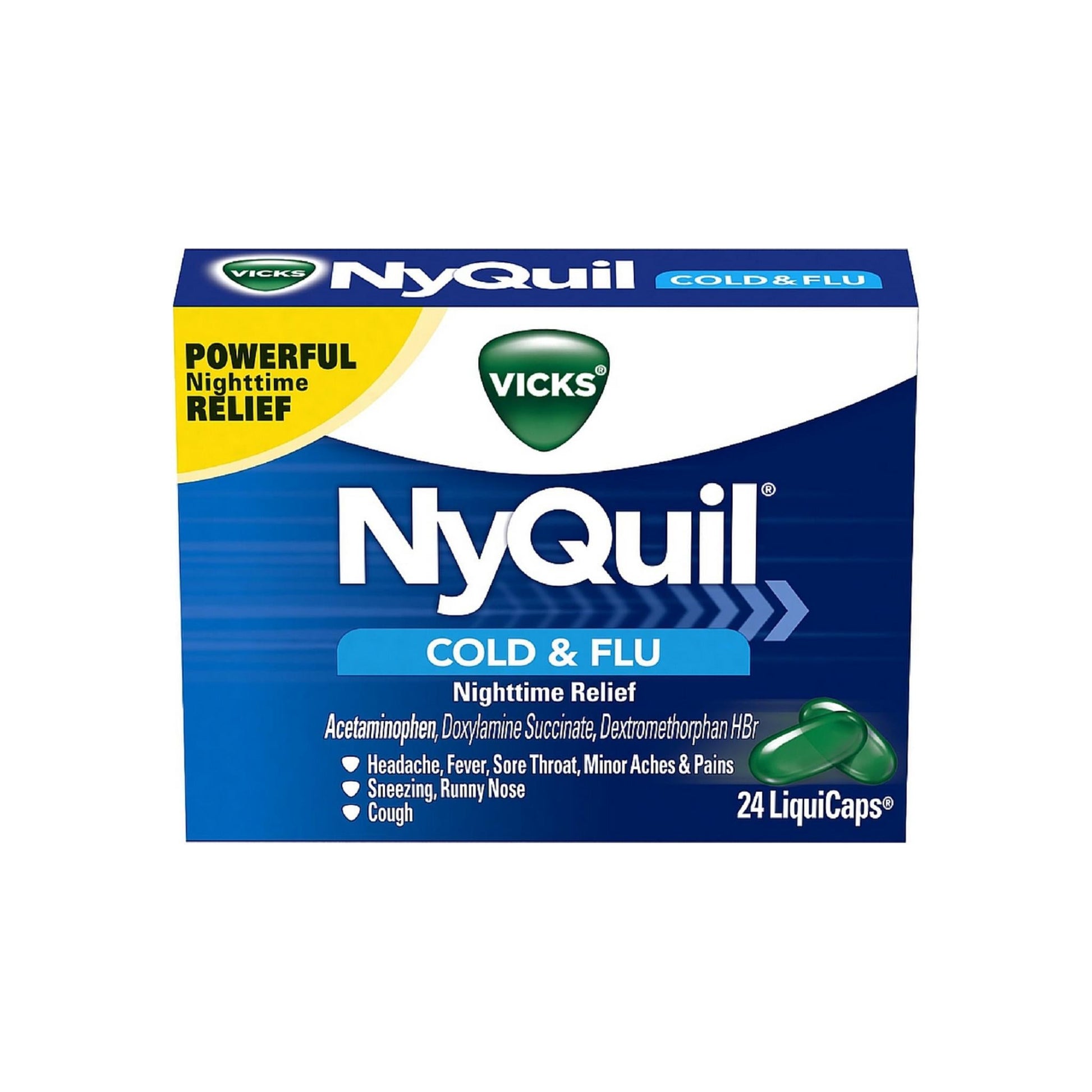 Vicks Nyquil Cold & Flu Nighttime Relief Liquicaps 24 Ea