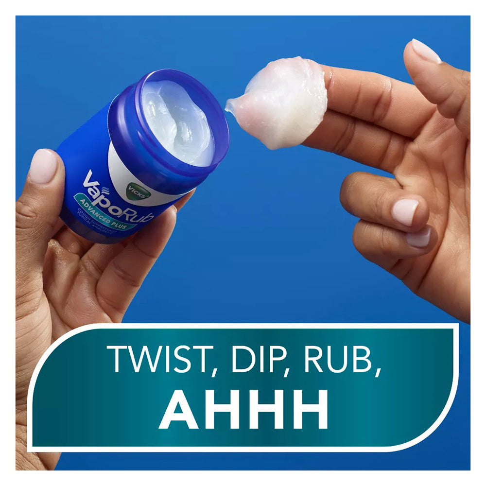 Vicks Vaporub Advanced Plus Cough Suppressant Topical Chest Rub Analgesic Ointment - 2.82Oz