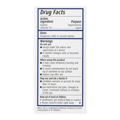 Bausch Plus Lomb Muro 128 Sterile Ophthalmic 2% Eye Solution - 0.5 Fl Oz
