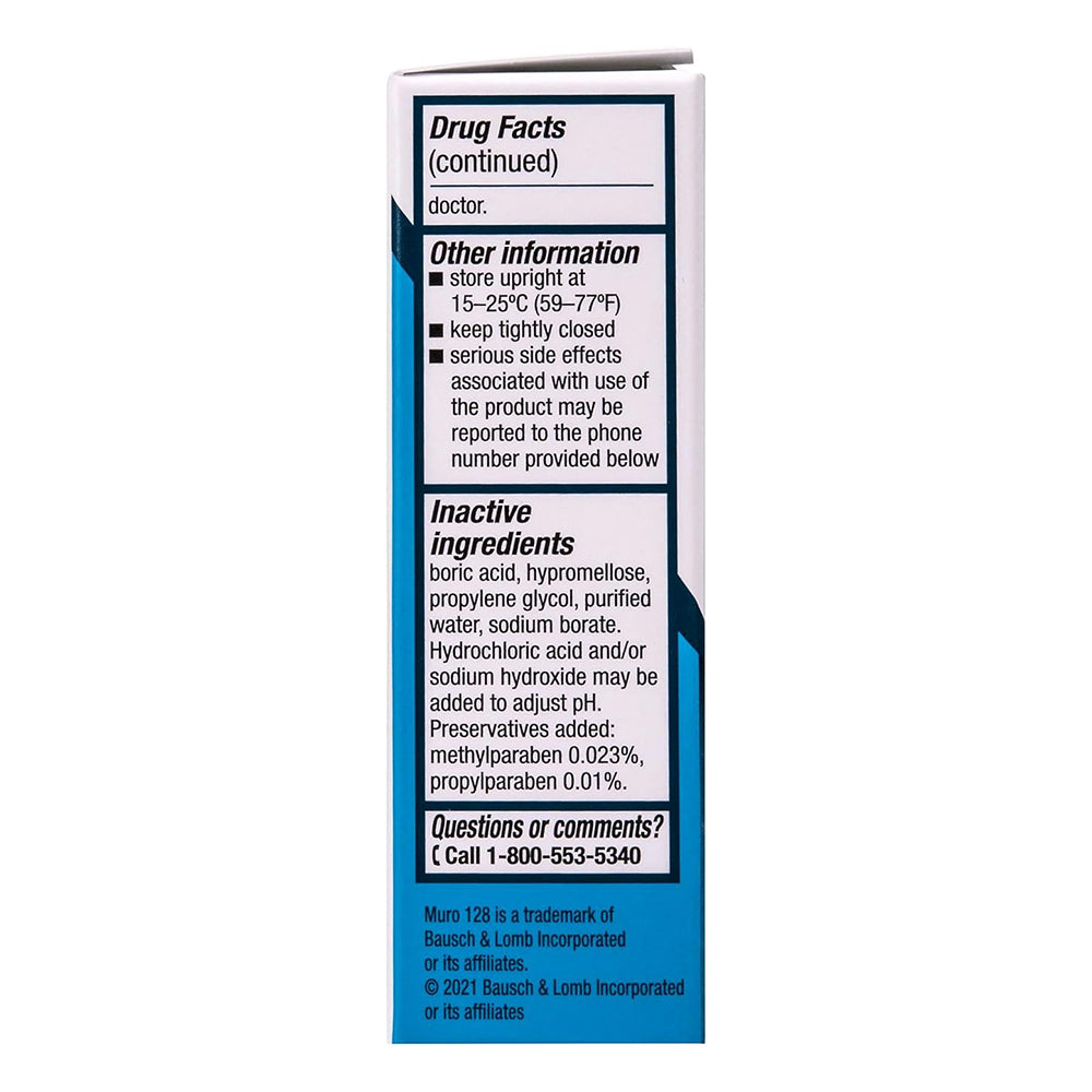 Bausch Plus Lomb Muro 128 Ophthalmic 5% Eye Solution - 0.5 Fl Oz
