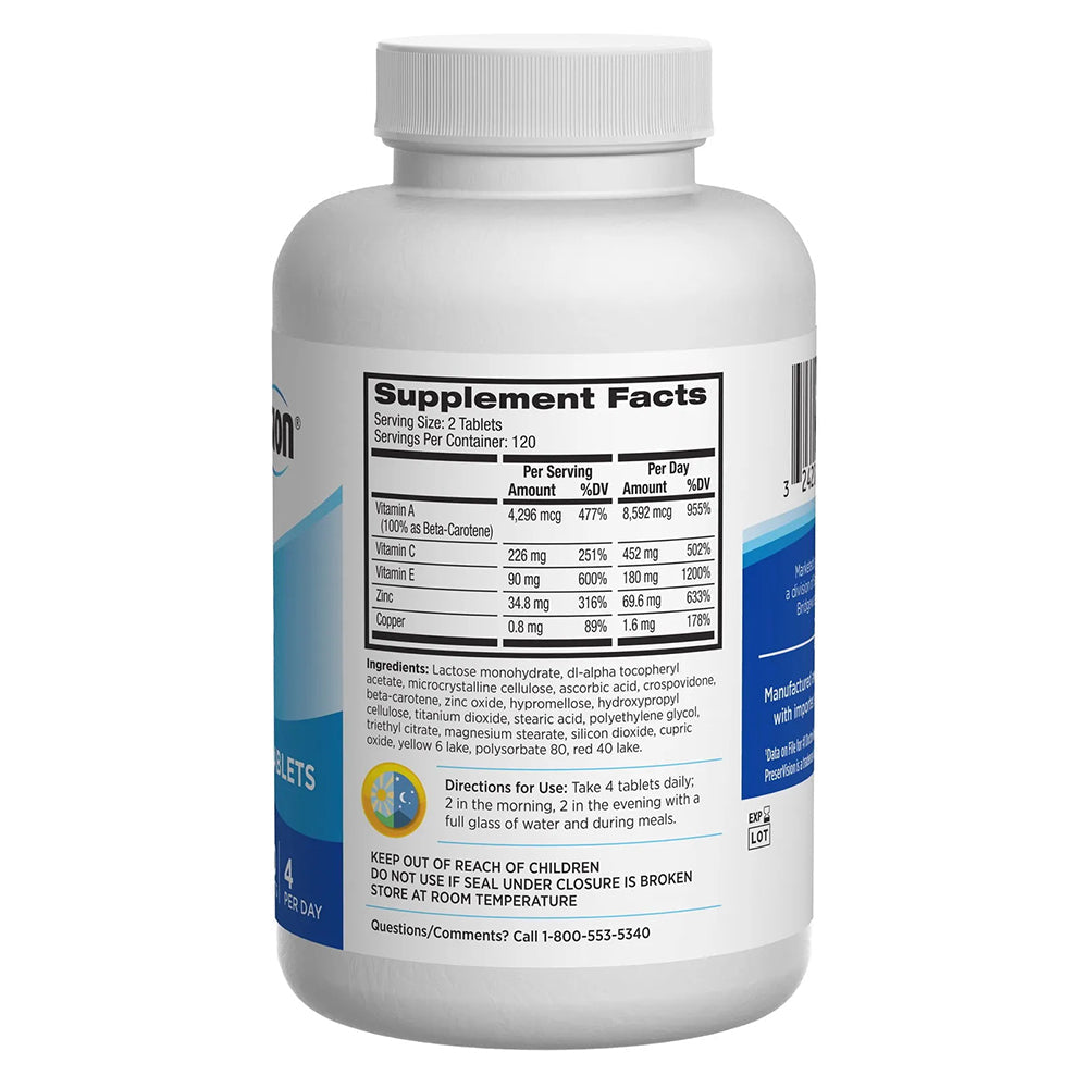 Bausch + Lomb Preservision Areds Eye Vitamin & Mineral Supplement Tablets, 240 Count Bottle