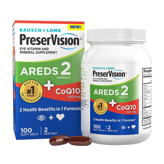 Bausch & Lomb Preser Vision Areds 2 Eye Vitamins With Coq10 - 100 Softgels