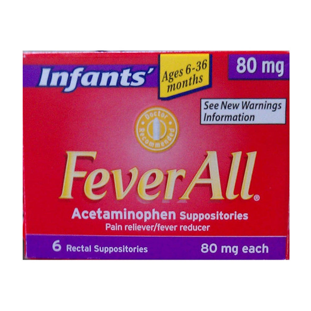Feverall Infants Acetaminophen Suppositories 6 Rectal Suppositories 80Mg Each