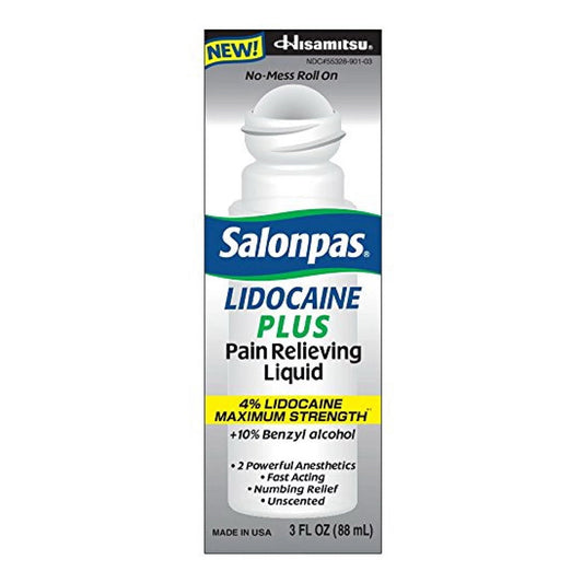 Salonpas Lidocaine Plus Pain Relieving Liquid Roll On - 3 Oz