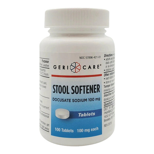 Health CareStar Docusate Sodium Stool Softener Tablets, 100 Mg, 100 Count