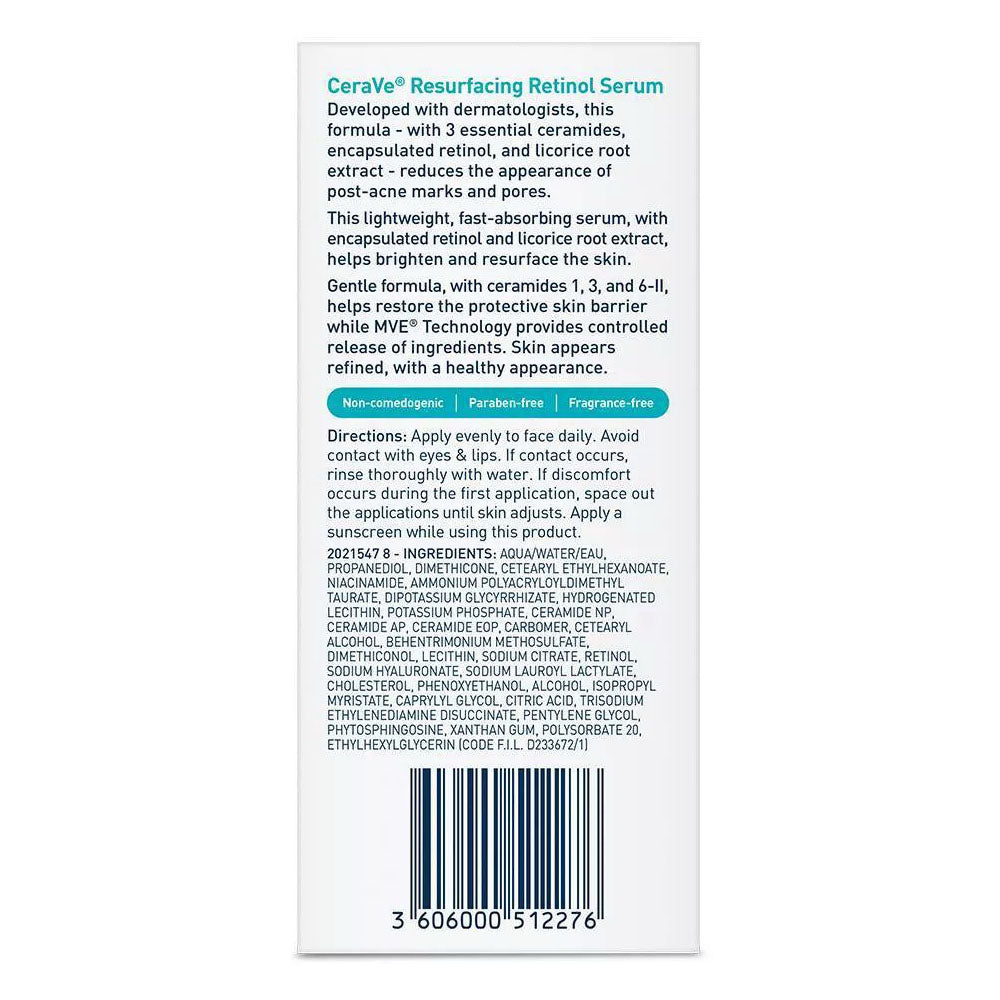 Cerave Retinol Serum For Post-Acne Marks And Skin Texture 1 fl Oz