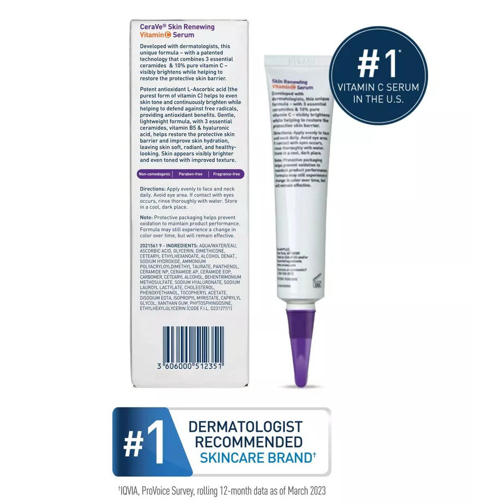 Cerave Vitamin C Serum With Hyaluronic Acid Skin Brightening Serum For Face 5 Fl Oz