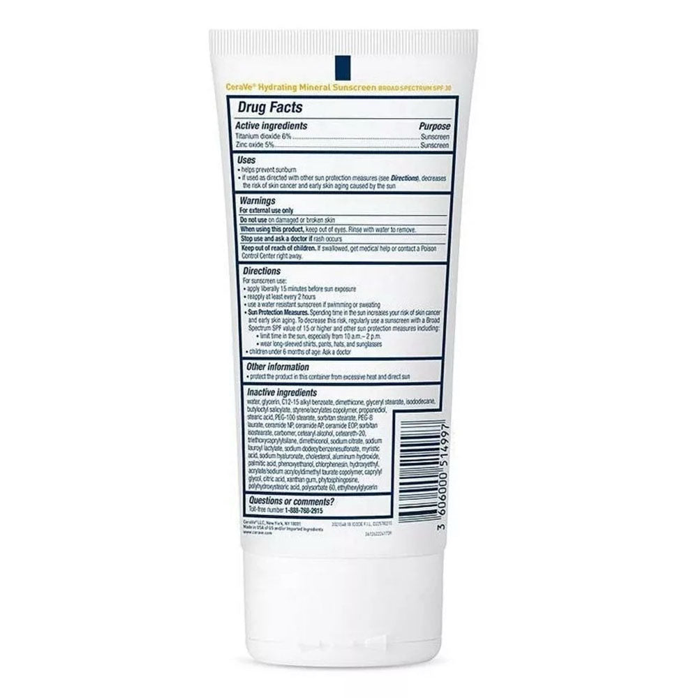Cerave 100% Mineral Sunscreen Spf 30 ,5 Oz