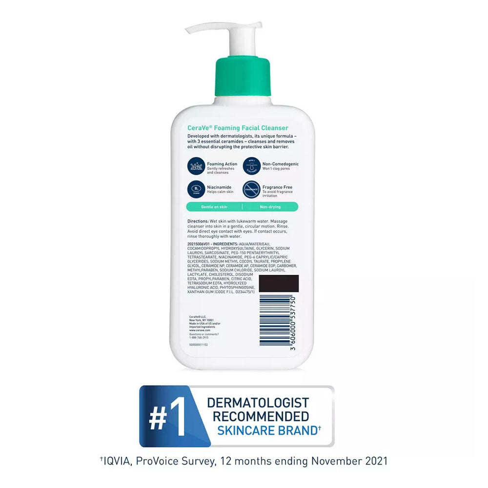 Cerave Foaming Facial Cleanser Daily Face Wash 12 Oz