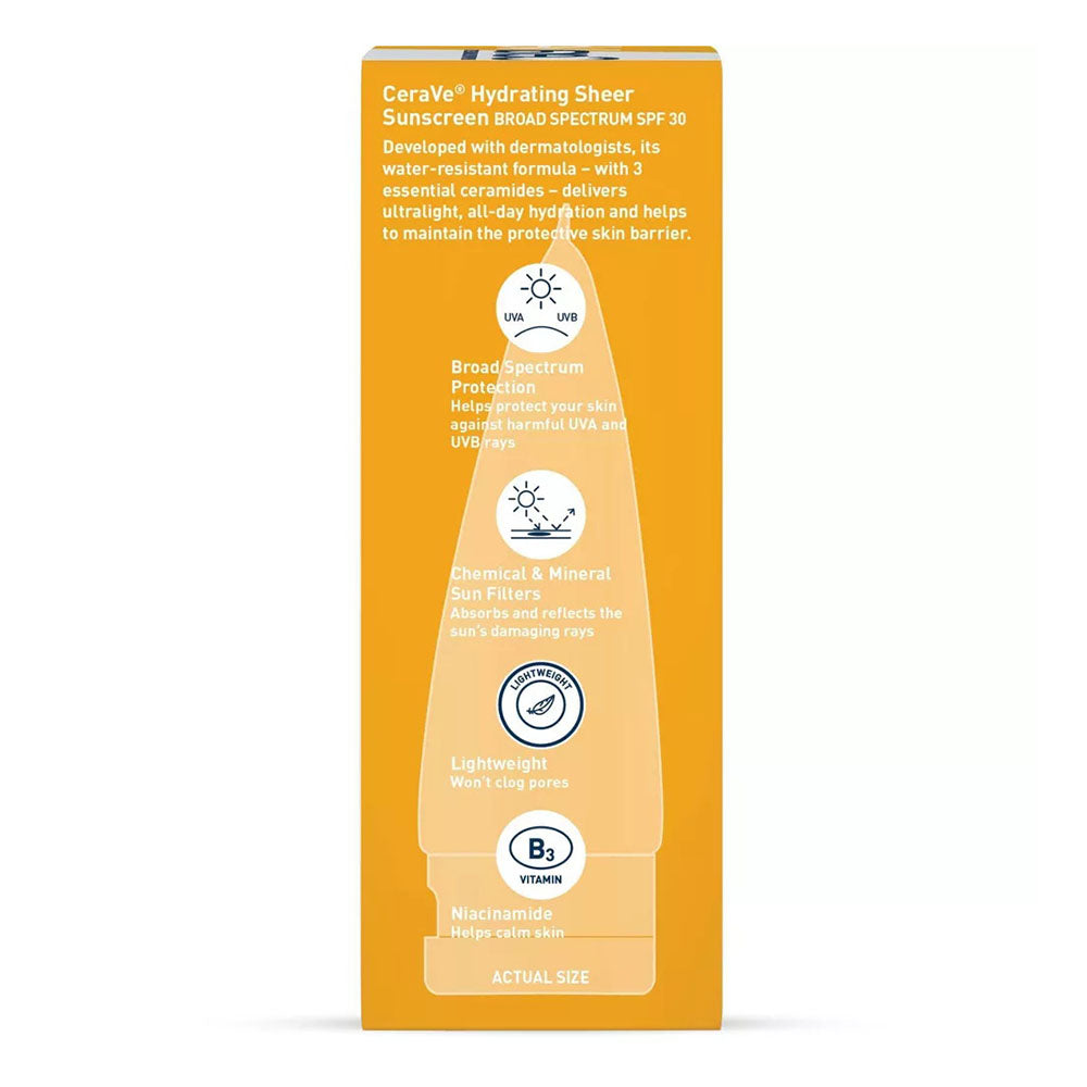 Cerave Hydrating Sheer Sunscreen Spf 30, 3 Oz