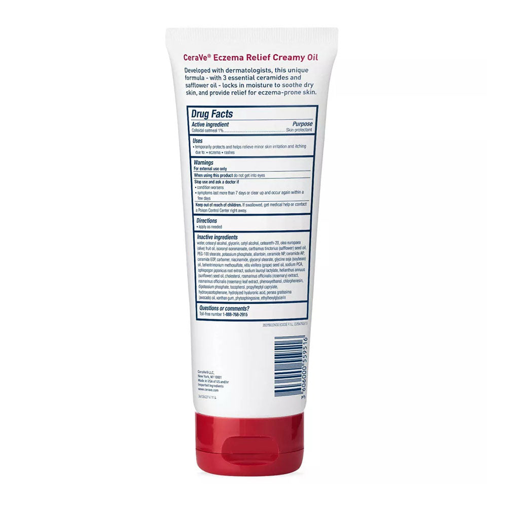 Cerave Eczema Relief Creamy Body Oil Anti Itch Cream For Eczema & Moisturizer For Dry Skin, 8 Oz