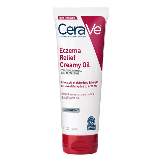 Cerave Eczema Relief Creamy Body Oil Anti Itch Cream For Eczema & Moisturizer For Dry Skin, 8 Oz