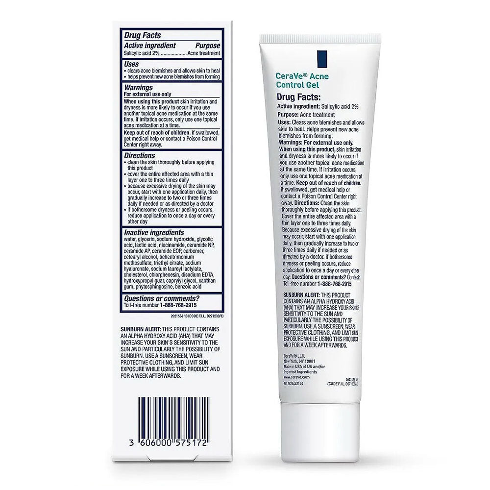 Cerave Salicylic Acid Acne Gel For Face To Control And Clear Breakouts 1.35 Ounce