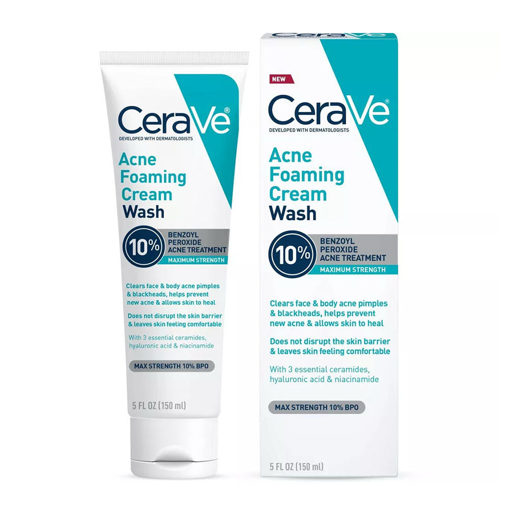 Cerave Acne Foaming Cream Wash Gentle Face And Body Acne Cleanser, 5 Oz