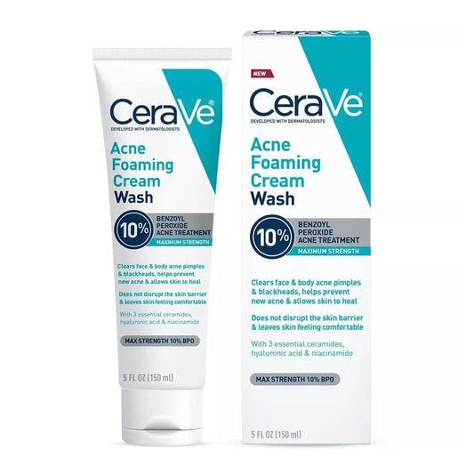 Cerave Acne Foaming Cream Wash Gentle Face And Body Acne Cleanser, 5 Oz