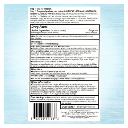 Uristat Ultra Uti Pain Relief Tablets With Test Strip, 12 Ea