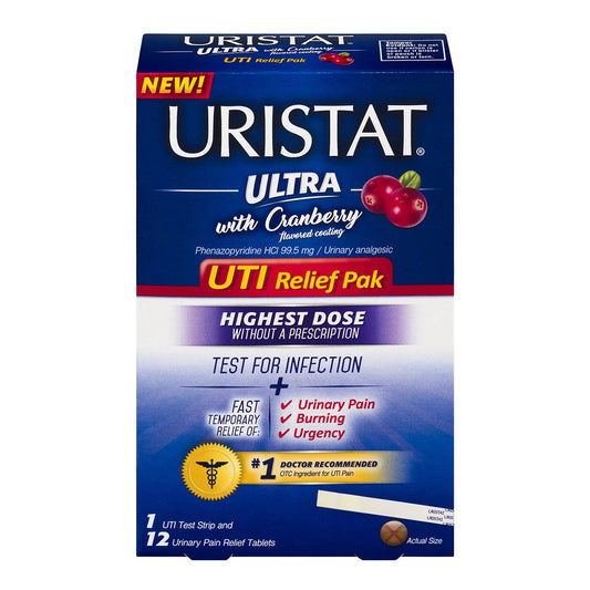 Uristat Ultra Uti Pain Relief Tablets With Test Strip, 12 Ea