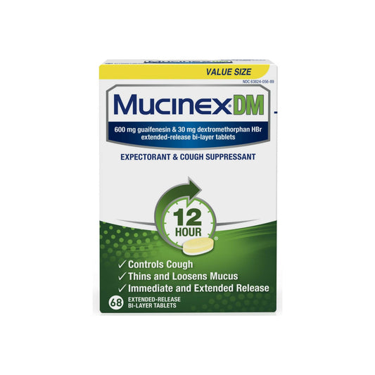Mucinex Dm Extended Release Bi-Layer Tablet, Expectorant & Cough Suppressant 68 Ea
