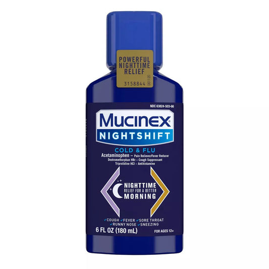 Mucinex Nightshift Cold & Flu Liquid - 6 Oz