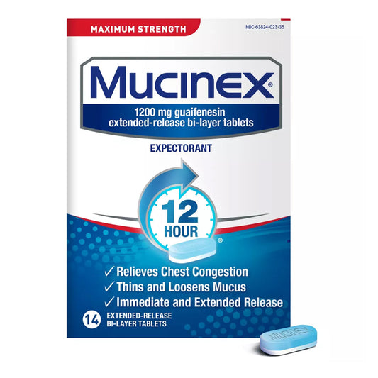 Mucinex 12 Hr Max Strength Chest Congestion Expectorant Tablets, 14Ct