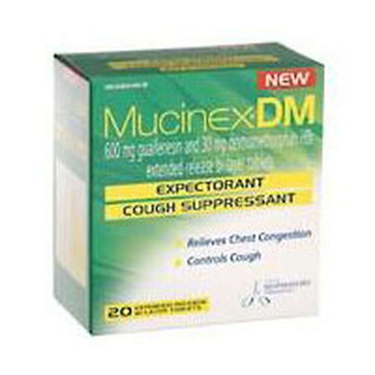 Mucinex Dm 12-Hour Expectorant And Cough Suppressant Tablets, 20 Ct