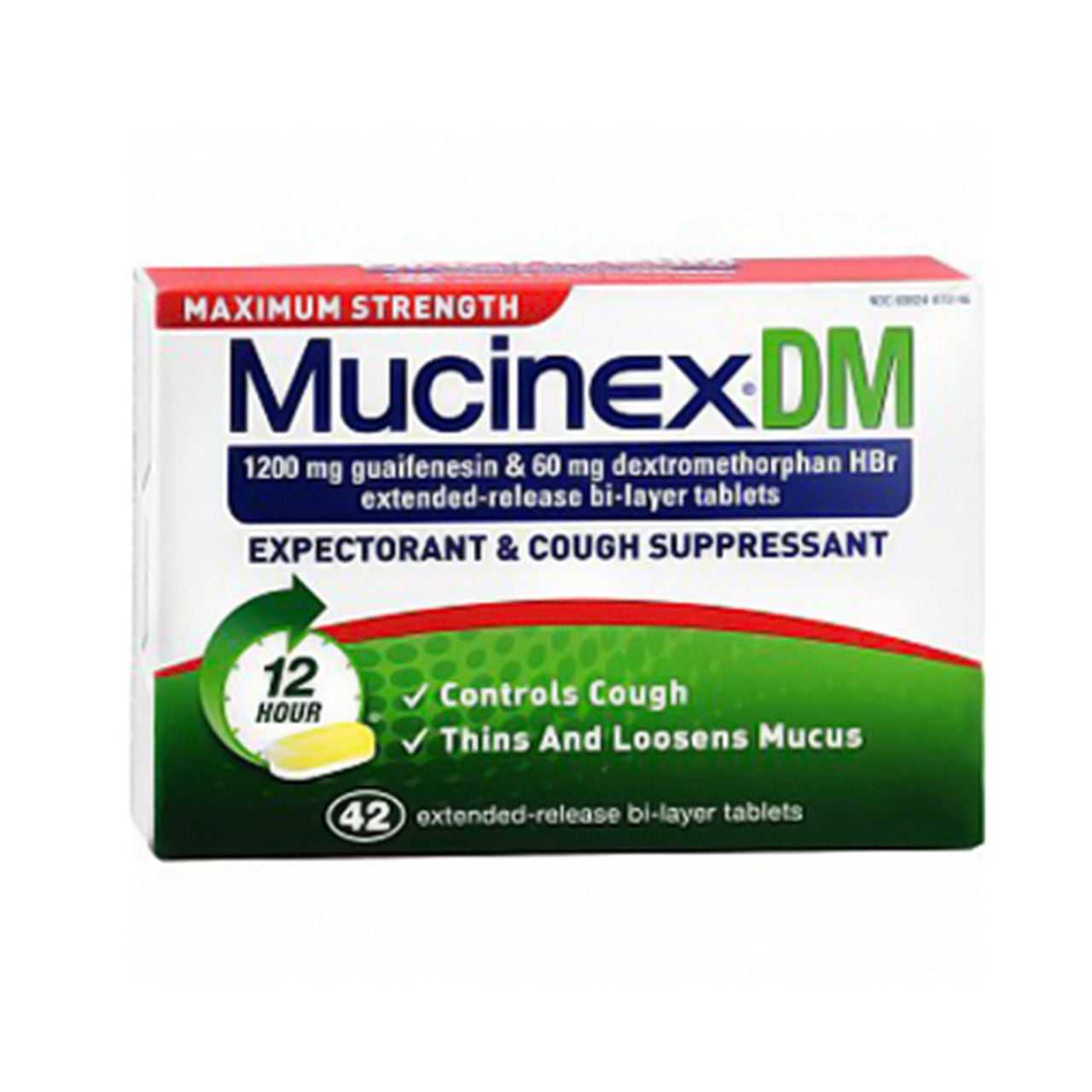 Mucinex Dm Maximum Strength 12-Hour Expectorant And Cough Suppressant Tablets, 42 Count