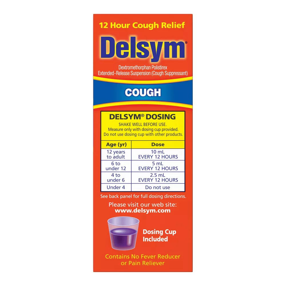 Delsym Adult Cough Suppressant Liquid, Grape Flavor, 3 Oz