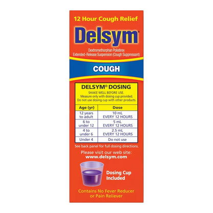 Delsym Adult Cough Suppressant Liquid, Grape Flavor, 3 Oz