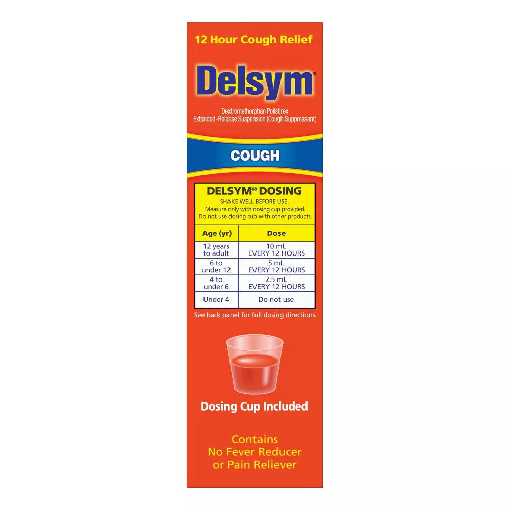 Delsym Adult Cough Suppressant Liquid, Orange Flavor, 5 Oz