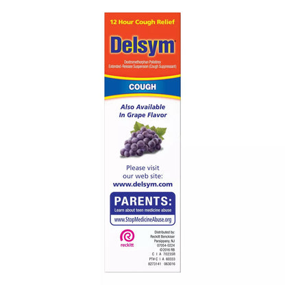 Delsym Adult Cough Suppressant Liquid, Orange Flavor, 5 Oz