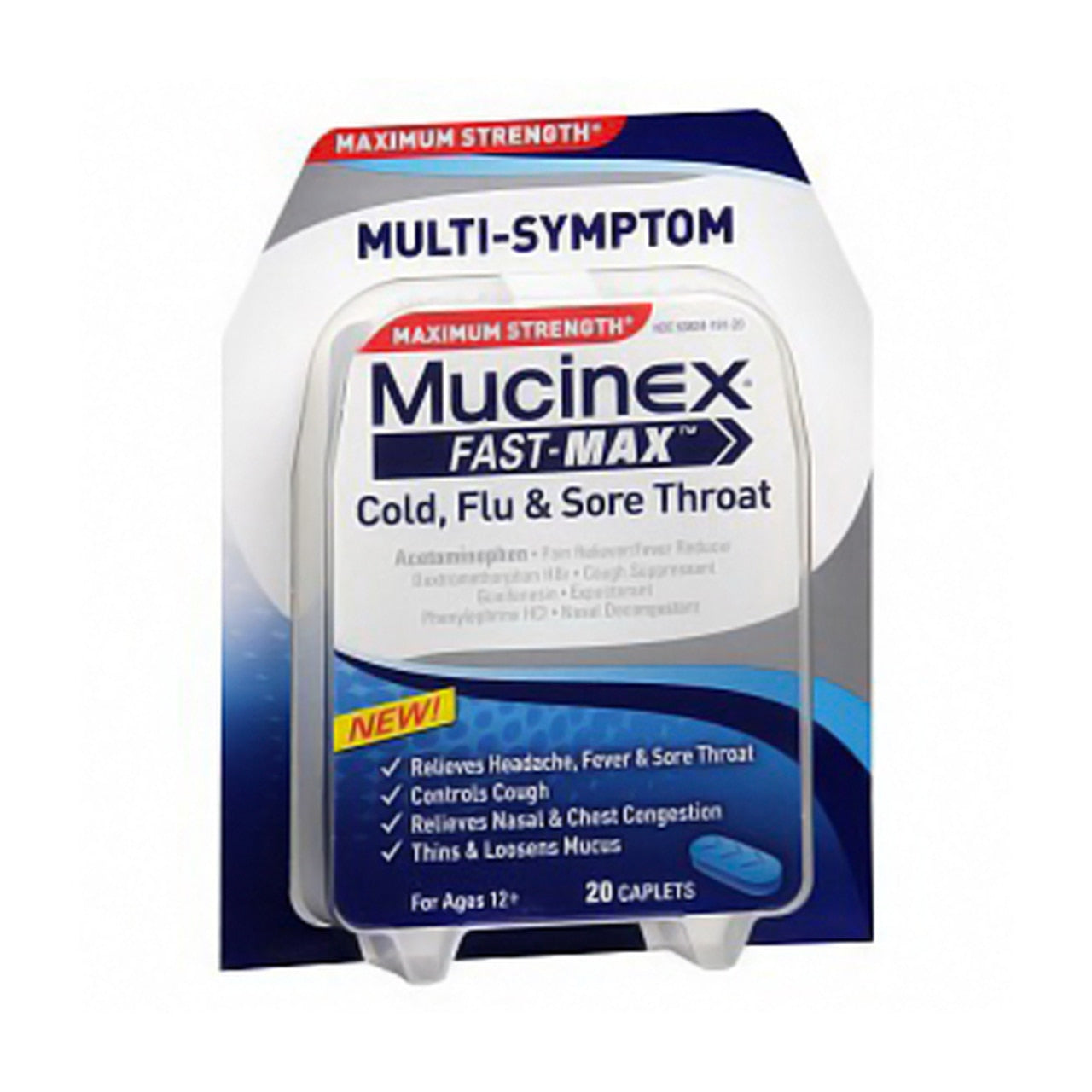 Mucinex Fast-Max Cold, Flu & Sore Throat Caplets 20Ct