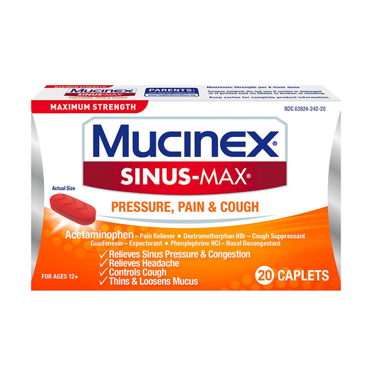 Mucinex Sinus-Max Maximum Strength For Pressure, Pain & Cough