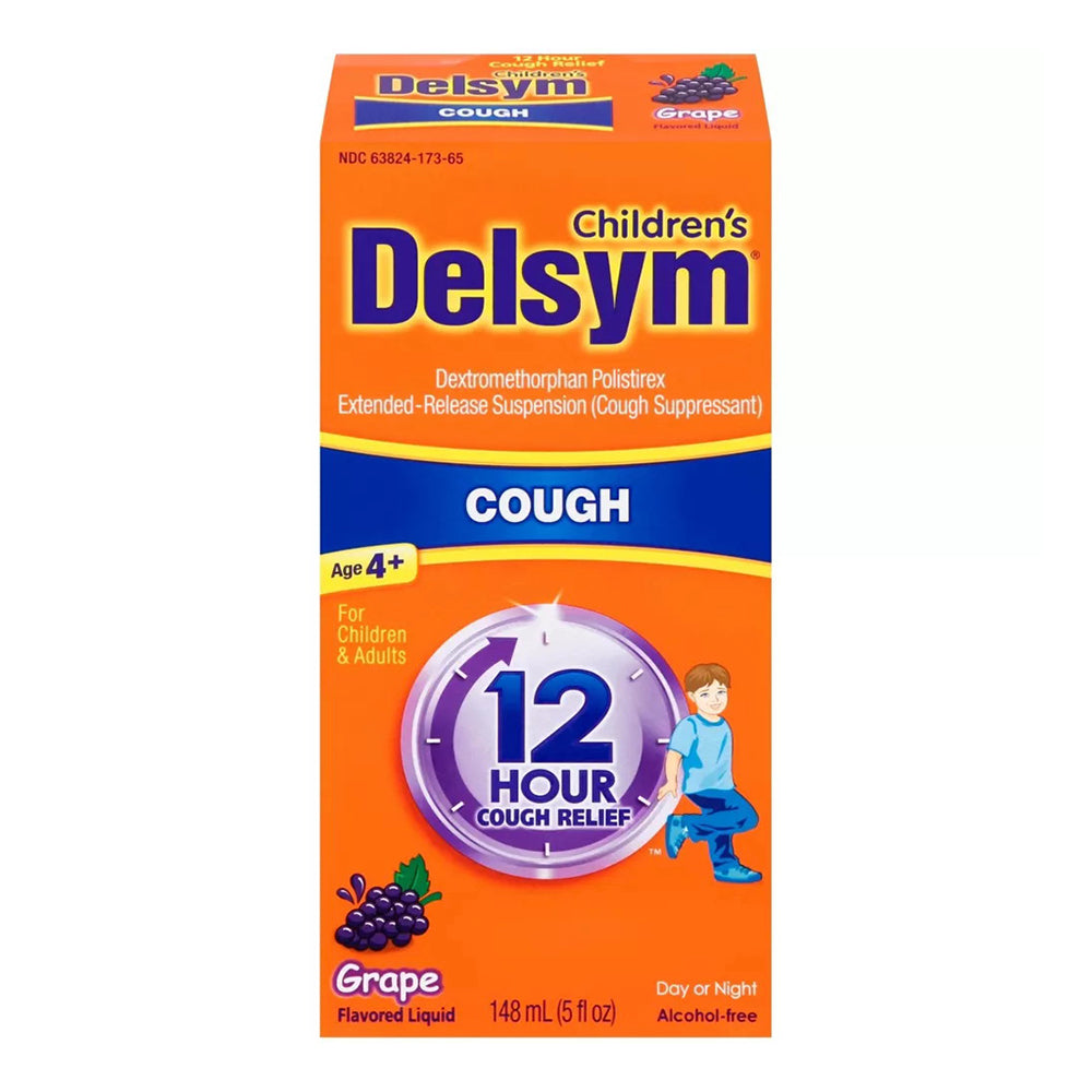 Delsym Children'S Cough Suppressant Liquid, Grape Flavor, 5 Ounce