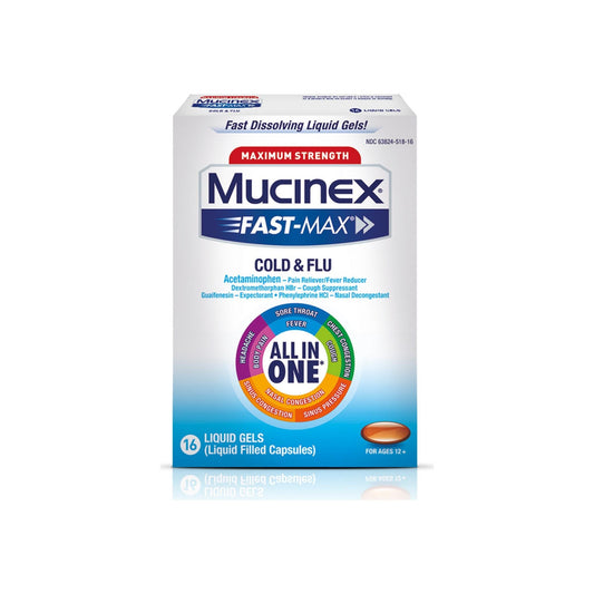 Mucinex Fast-Max Max Strength, Severe Cold Liquid Gels 16 Ea