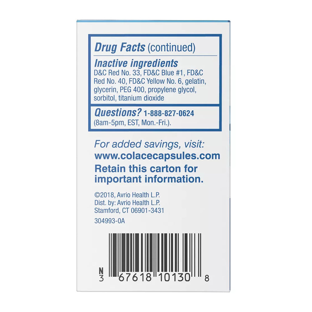 Colace Docusate Sodium Stool Softner 100 Mg Capsules - 30 Ea