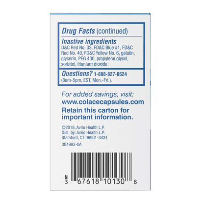 Colace Docusate Sodium Stool Softner 100 Mg Capsules - 30 Ea