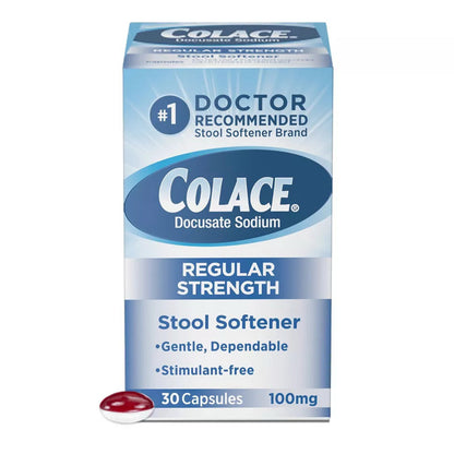 Colace Docusate Sodium Stool Softner 100 Mg Capsules - 30 Ea