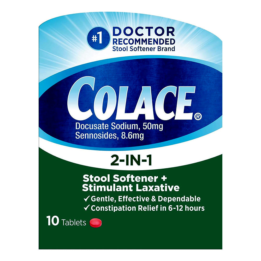 Colace 2-In-1 Stool Softener & Stimulant Laxative Tablets - 10 Count