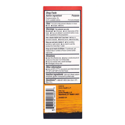 Betadine First Aid Antiseptic Spray With 5% Povidone Iodine - 3 Fl Oz