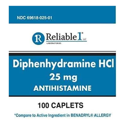 Reliable 1 Diphenhydramine Hci 25Mg Antihistamine - 100 Ea
