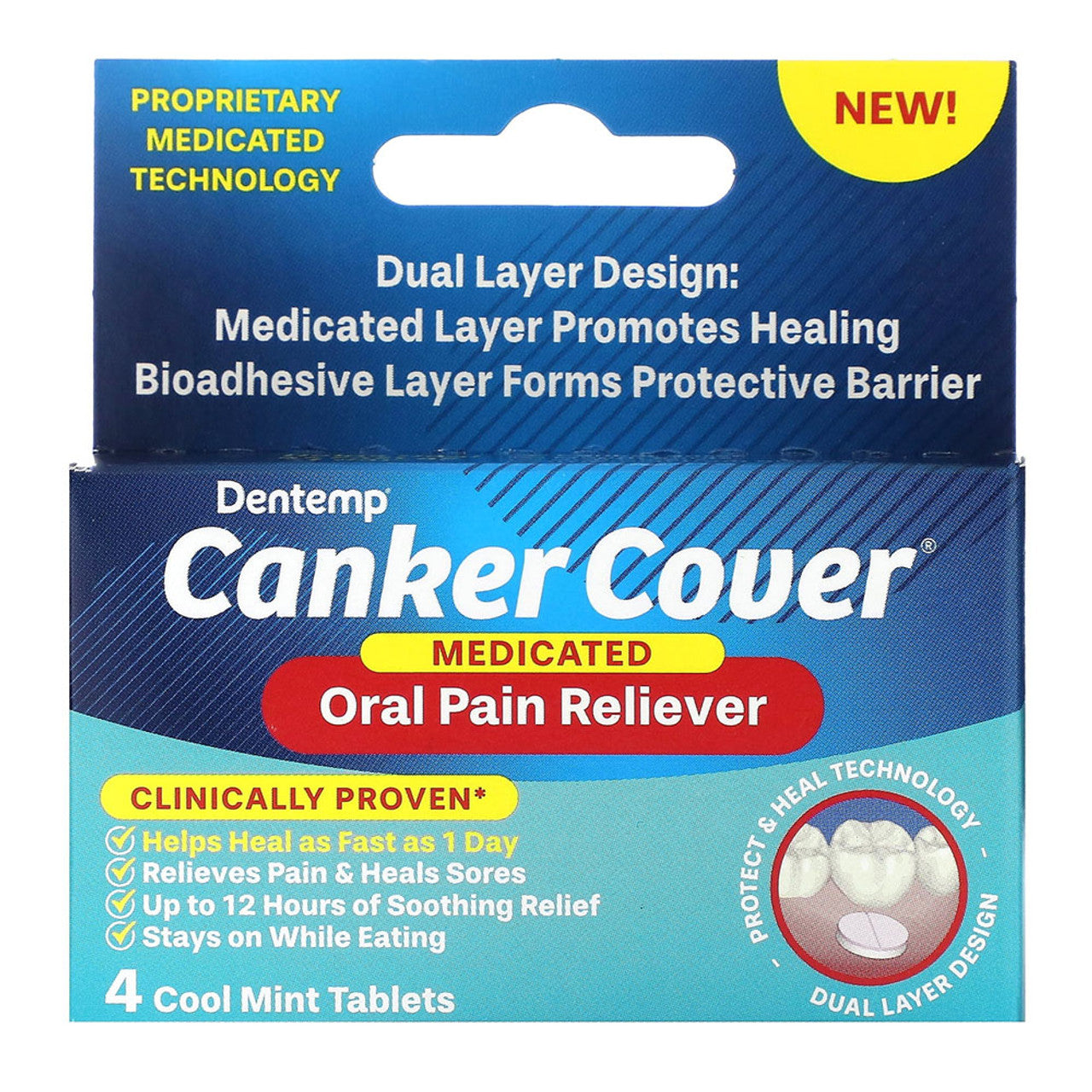 Dentemp Canker Cover Medicated Oral Pain Reliever, Cool Mint, 4 Ea